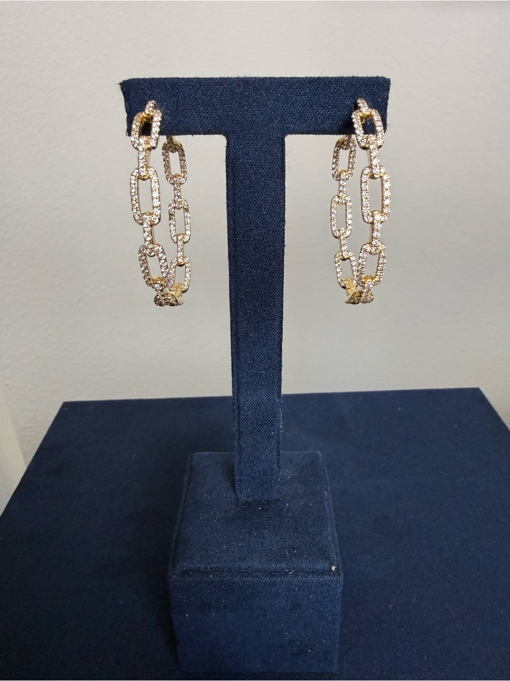 14k gold 2ctw Natural Diamond link Hoop Earrings - Women's Jewelry